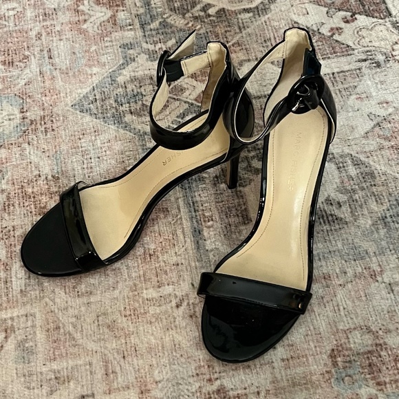 Marc Fisher Open Toe Patent High Heeled Sandals with Ankle strap. - Picture 1 of 3